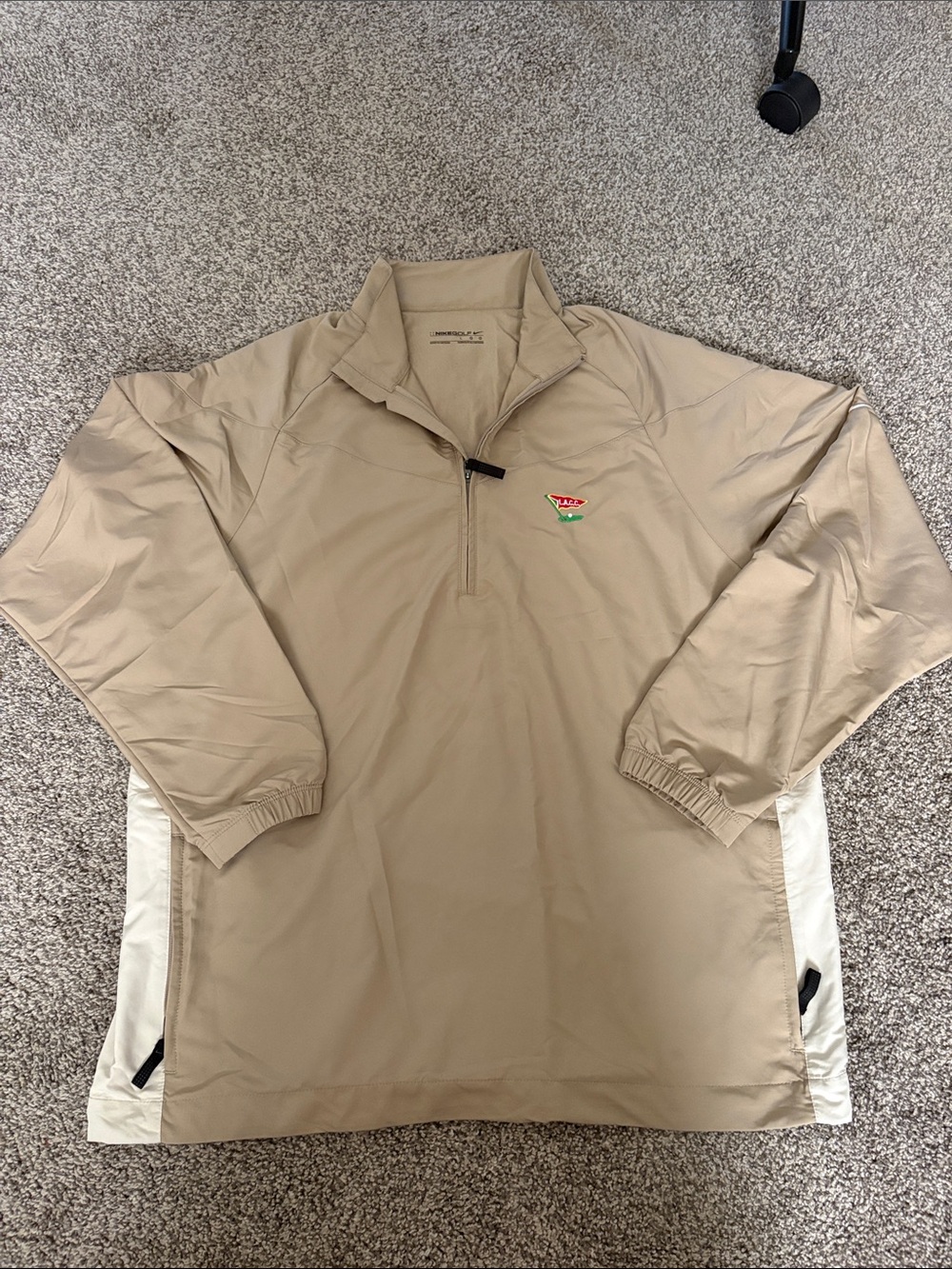LACC Nike Golf Tan Quarter-Zip Pullover Windbreaker with Small Chest Logo